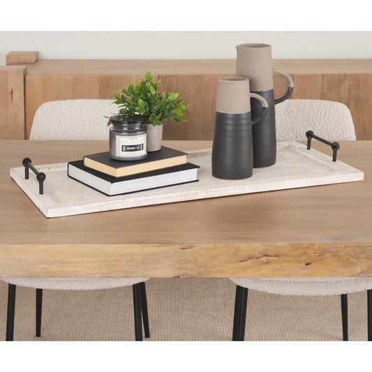 Alfred Herringbone Rectangular Tray by Mercana in natural. Made from unique in a transitional style.