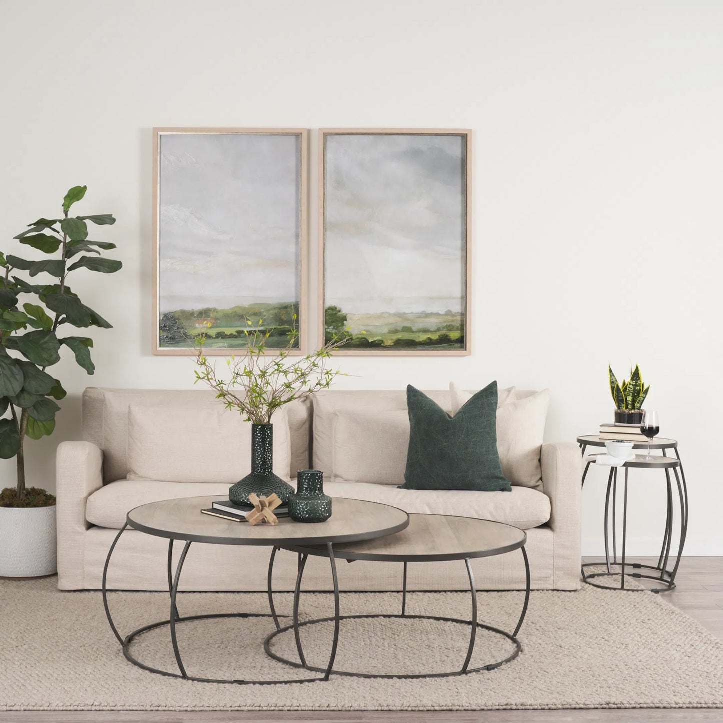 017 SI-2369276 | Lifestyle | Clapp Nesting Coffee Table by Mercana in silver. Made from solid wood in a transitional style.