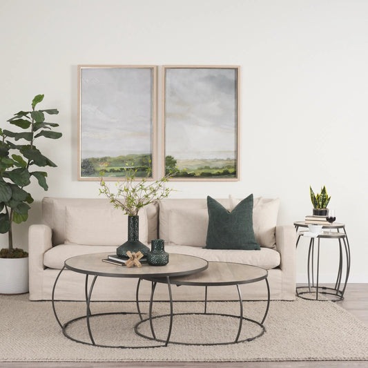 Clapp Nesting Coffee Table by Mercana in silver. Made from solid wood in a transitional style.