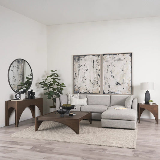 Laraya Coffee Table by Mercana in brown. Made from solid wood in a transitional style.