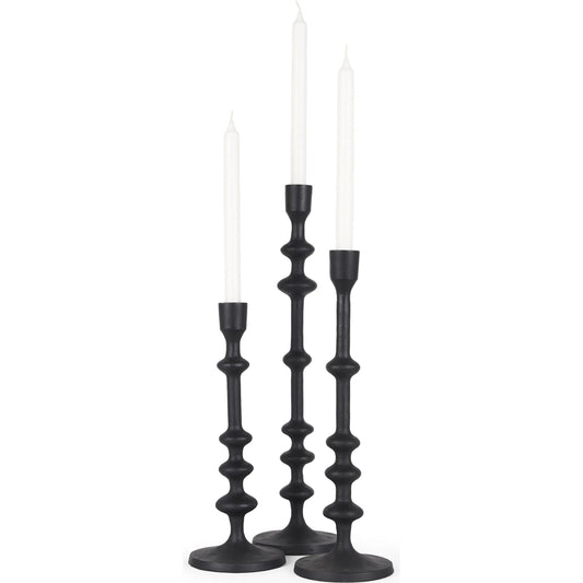 Paolo Candle Holders by Mercana in black. Made from metal in a traditional style.