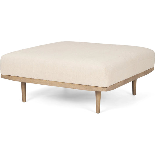 Shae Ottoman by Mercana in cream. Made from fabric in a transitional style.