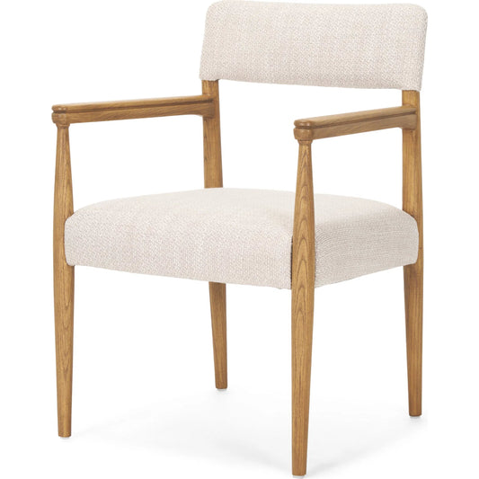 Toni Upholstered Dining Chair by Mercana in cream. Made from solid wood in a transitional style.