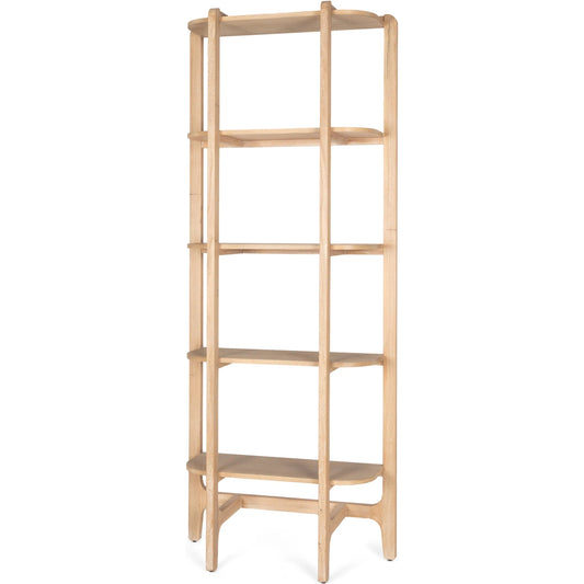 Taylin Shelving Unit by Mercana in brown. Made from solid wood in a transitional style.