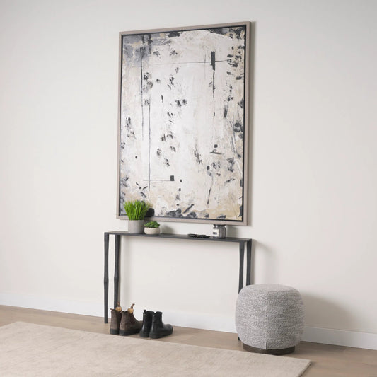 Timothy Console Table by Mercana in black. Made from iron in a transitional style.