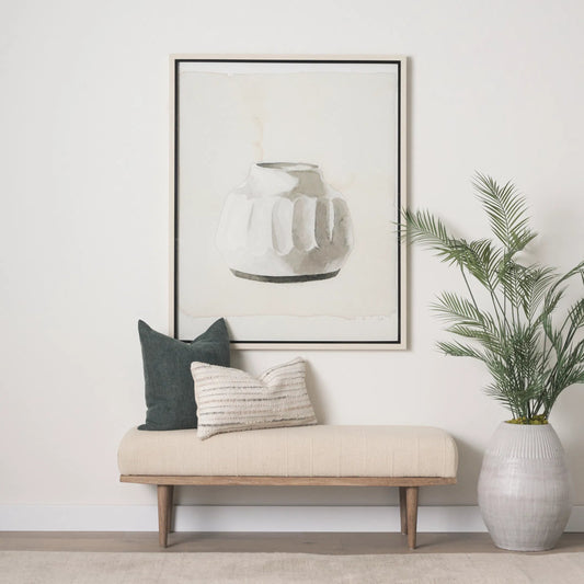 Shae Bench by Mercana in oatmeal. Made from solid wood in a transitional style.