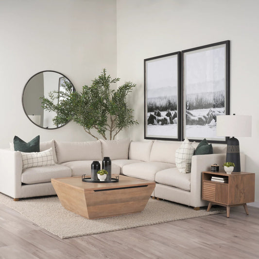 Wyatt Coffee Table by Mercana in brown. Made from solid wood in a transitional style.