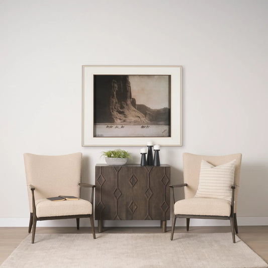 Argent Accent Chair by Mercana in beige. Made from solid wood in a transitional style.
