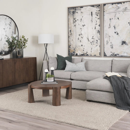Tammar Coffee Table by Mercana in brown. Made from solid wood in a traditional style.