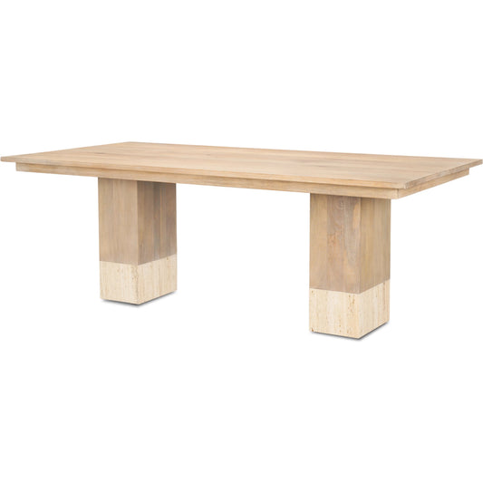 Shivon Dining Table by Mercana in brown. Made from solid wood in a transitional style.