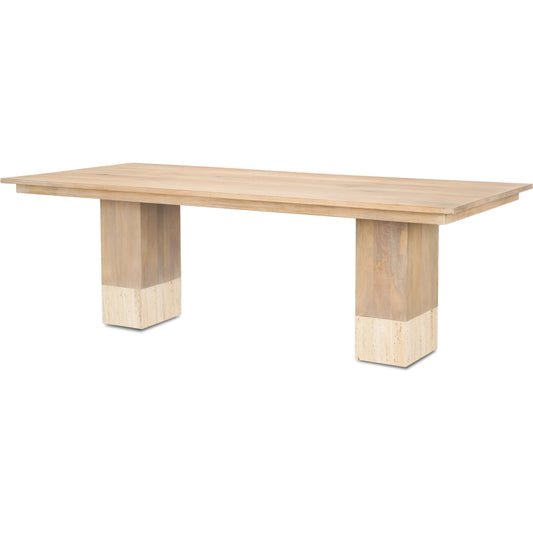 Shivon Dining Table by Mercana in brown. Made from solid wood in a transitional style.