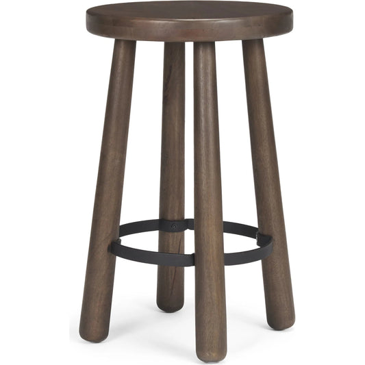 Weldon Wood Seat Counter Stool by Mercana in brown. Made from wood in a traditional style.