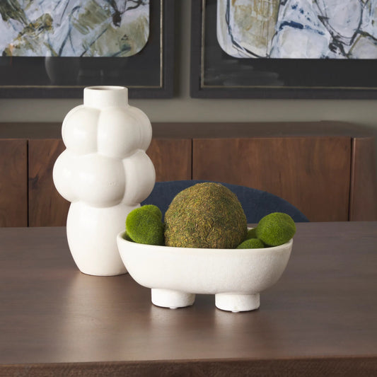 Tyren Decorative Bowl by Mercana in cream. Made from ceramic in a modern style.