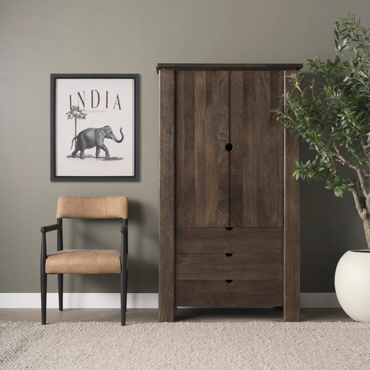 Wallen Hutch by Mercana in brown. Made from solid wood in a traditional style.