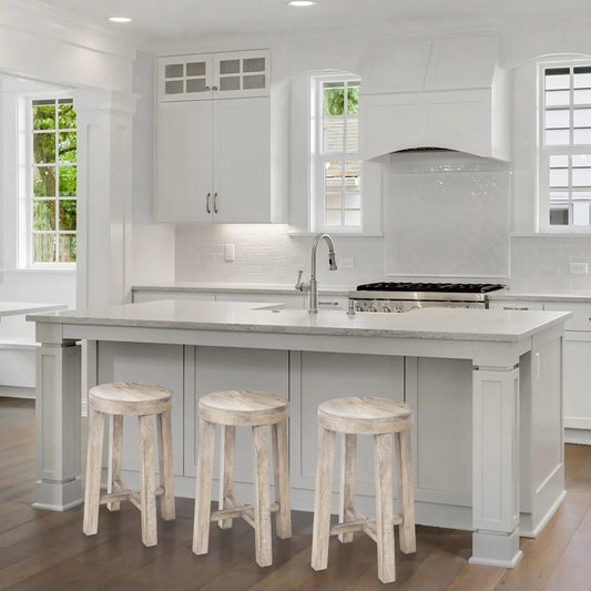 Brahma Wood Seat Counter Stool by Mercana in natural. Made from unique in a cottage & farmhouse style.