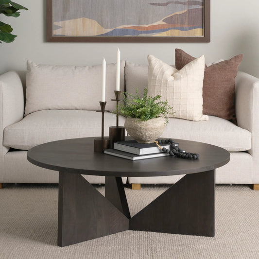 Tarro Coffee Table by Mercana in black. Made from mango wood in a traditional style.