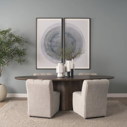 Wilkins Dining Chair by Mercana in gray. Made from fabric in a unique style.
