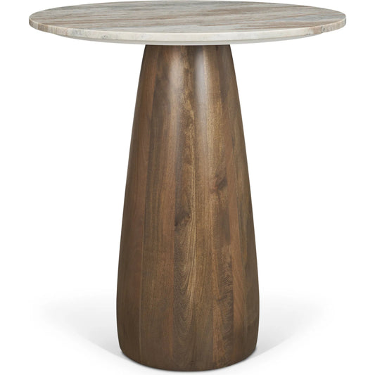 Allyson 32" Bistro Table by Mercana in light brown, pink undertones. Made from solid wood, stone in a modern style.