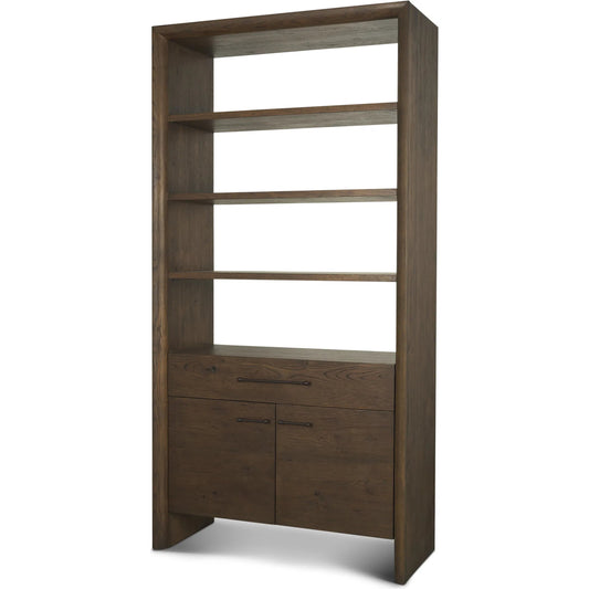 001 SI-2453179 | Primary Silo | Belford Shelving Unit by Mercana in dark brown. Made from manufactured wood in a transitional style.