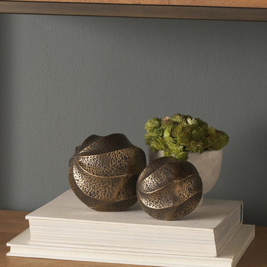Imani Sculptural Textured Decorative Orb Object by Mercana. Made from metal in a modern style.