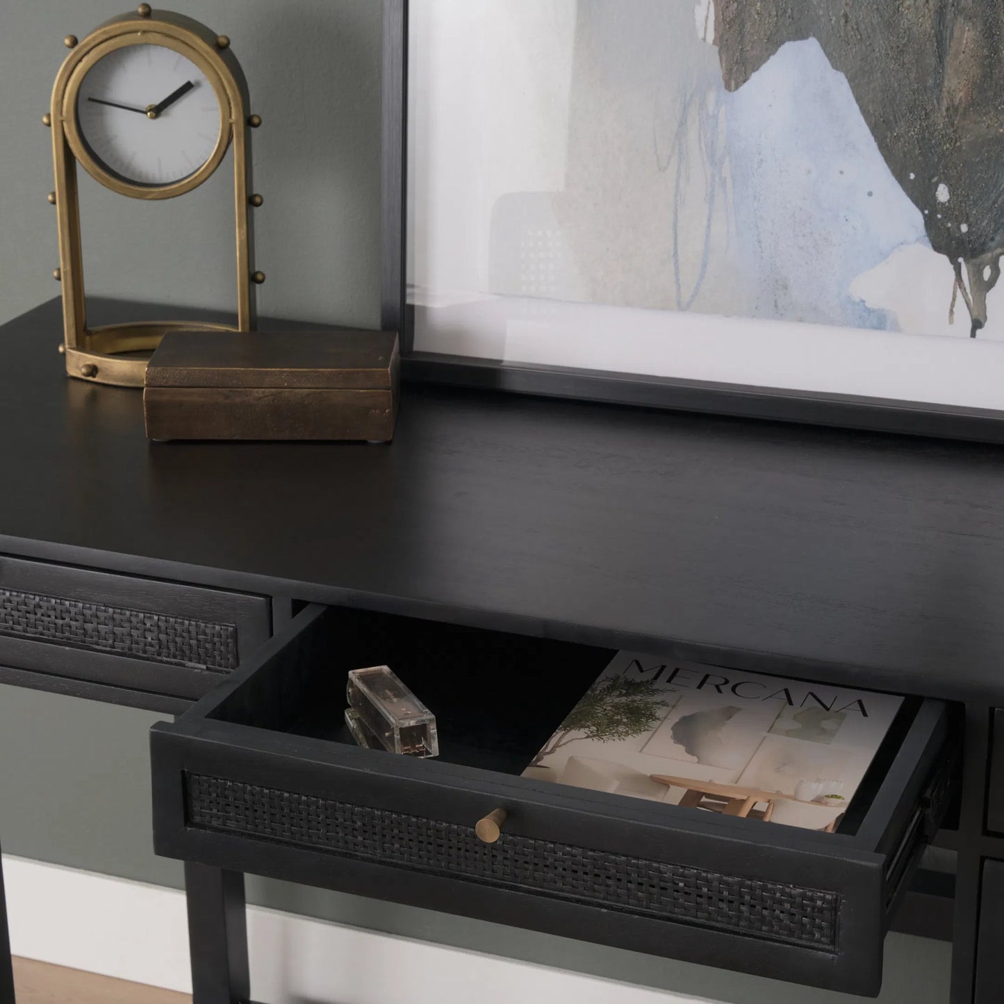 024 SI-2453210 | Lifestyle | Grier Office Desk by Mercana. Made from solid wood in a unique style.