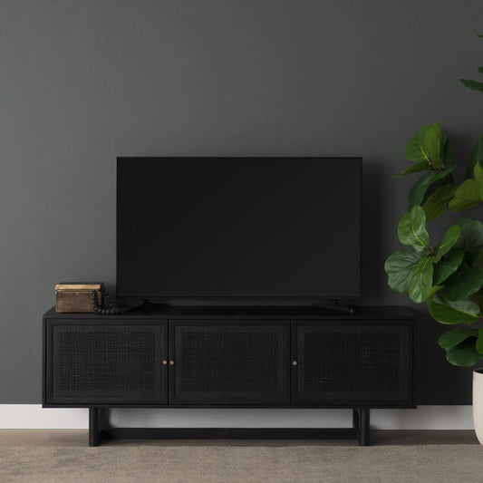 Grier Media Console by Mercana. Made from solid wood in a rustic style.