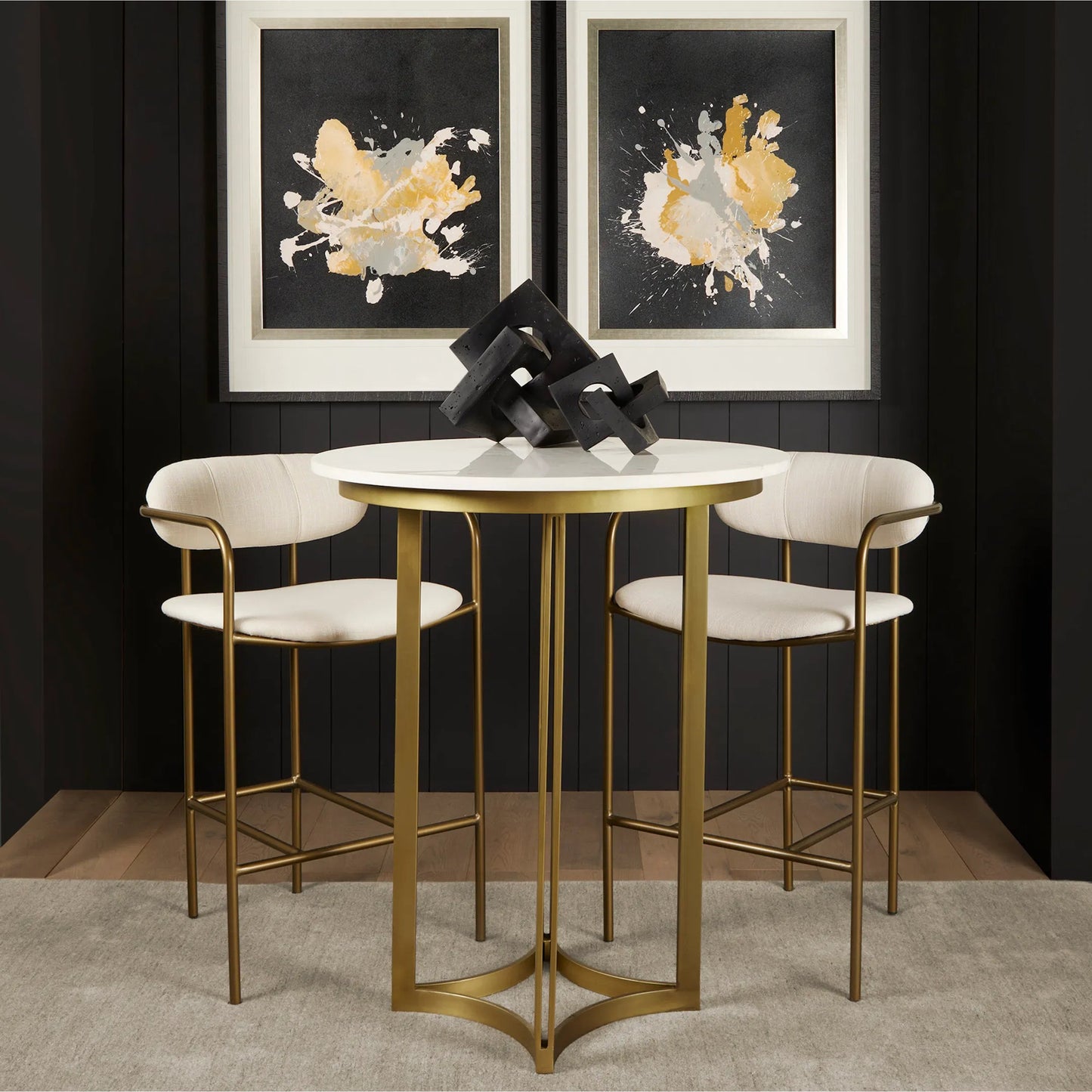 009 SI-2453282 | Lifestyle | Parker Upholstered Seat Counter Stool by Mercana in beige. Made from metal in a unique style.