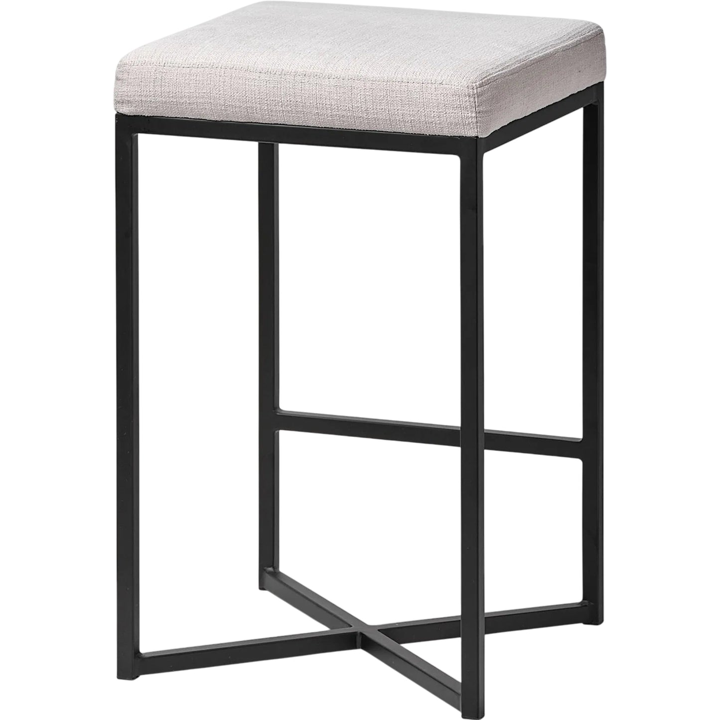 005 SI-2453205 | Closeup | Frodo Fabric Seat Counter Stool by Mercana in black. Made from metal in a transitional style.