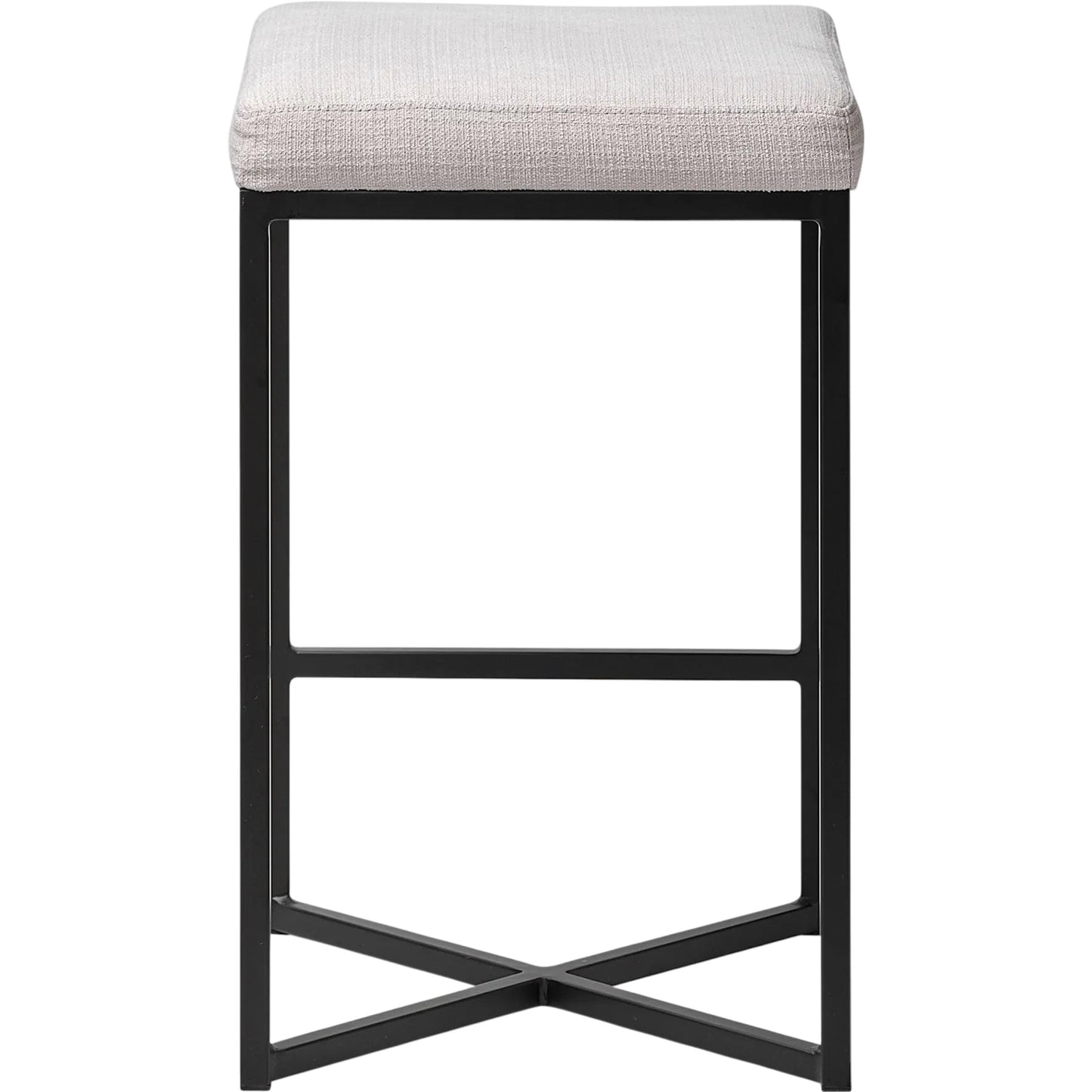 004 SI-2453205 | Additional Silo | Frodo Fabric Seat Counter Stool by Mercana in black. Made from metal in a transitional style.