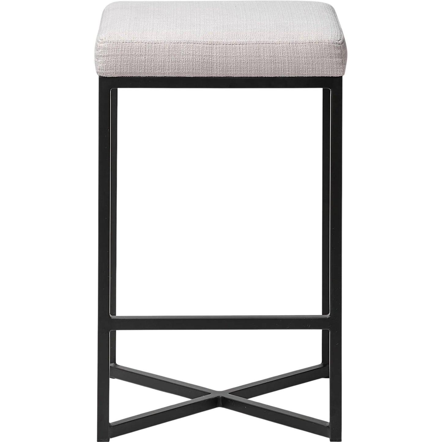 002 SI-2453205 | Additional Silo | Frodo Fabric Seat Counter Stool by Mercana in black. Made from metal in a transitional style.