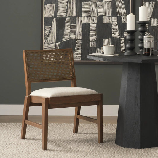 Reid Cane Back Dining Chair (Set of 2) by Mercana in brown. Made from solid wood in a unique style.