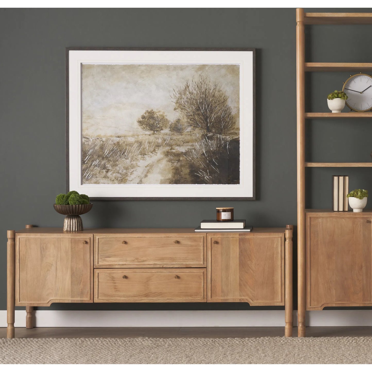 011 SI-2527762 | Lifestyle | Phil Media Console by Mercana in light brown. Made from solid wood in a unique style.