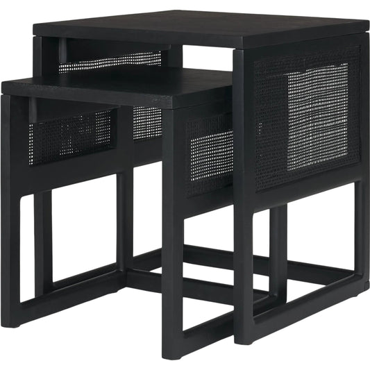 001 SI-2540745 | Primary Silo | Grier Accent Table Set of Two by Mercana in black. Made from solid wood in a unique style.