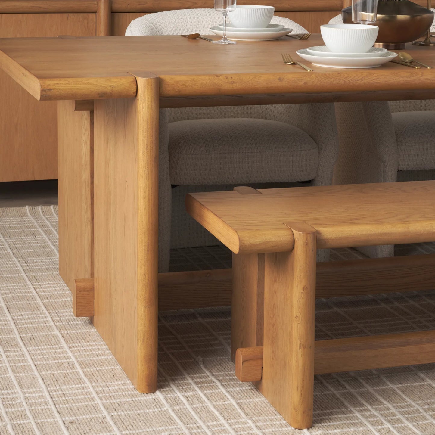 011 SI-2540781 | Lifestyle | Rowan Rectangular Dining Table by Mercana in light brown. Made from manufactured in a unique style.