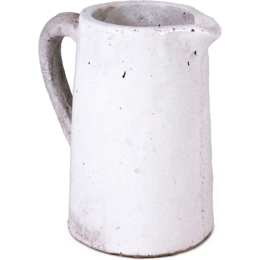 Distressed White Jug by Zentique in distressed white. Made from ceramic in a rustic style.