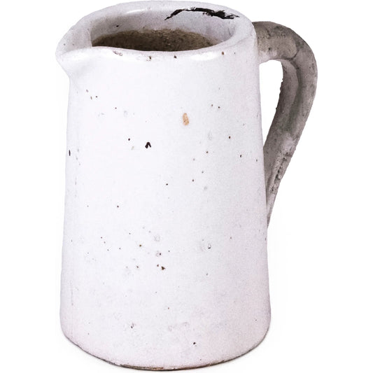 Distressed White Jug by Zentique in distressed white. Made from ceramic in a rustic style.