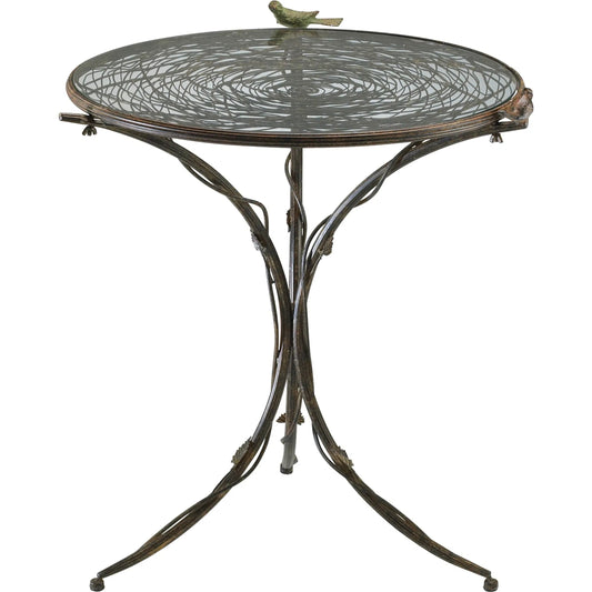 Bird Bistro Table by Cyan Design in muted rust. Made from iron, glass in a cottage & farmhouse style.