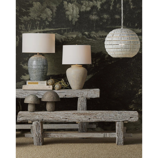 Agatha Table Lamp by Currey and Company in reactive black, white. Made from ceramic in a modern style.