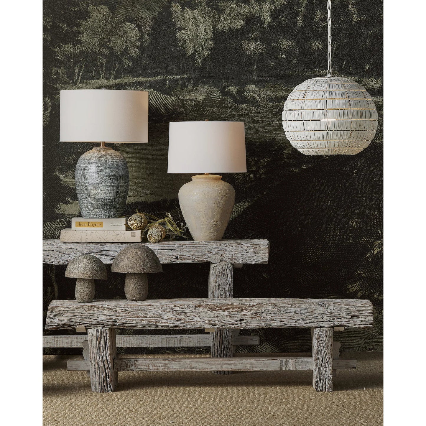 006 SI-2257353 | Lifestyle | Agatha Table Lamp by Currey and Company in reactive black, white. Made from ceramic in a modern style.