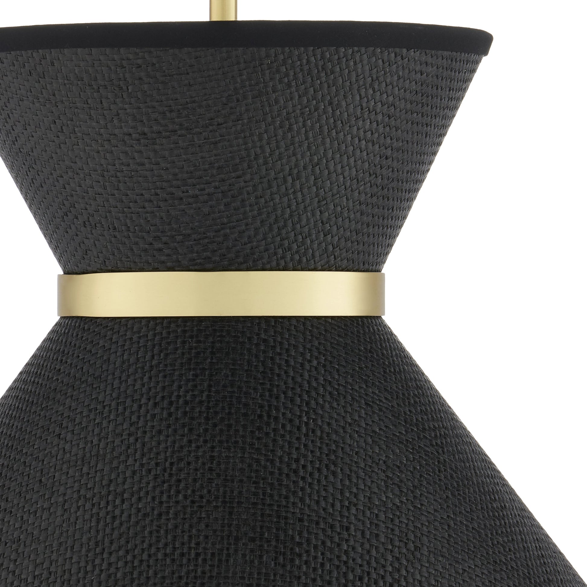 Avignon Pendant by Currey and Company in black, polished brass. Made from metal, paper in a modern style.