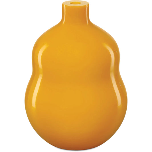 001 SI-2257188 | Primary Silo | Imperial Yellow Peking Double Gourd Vase by Currey and Company in imperial yellow. Made from glass in a eclectic & global style.