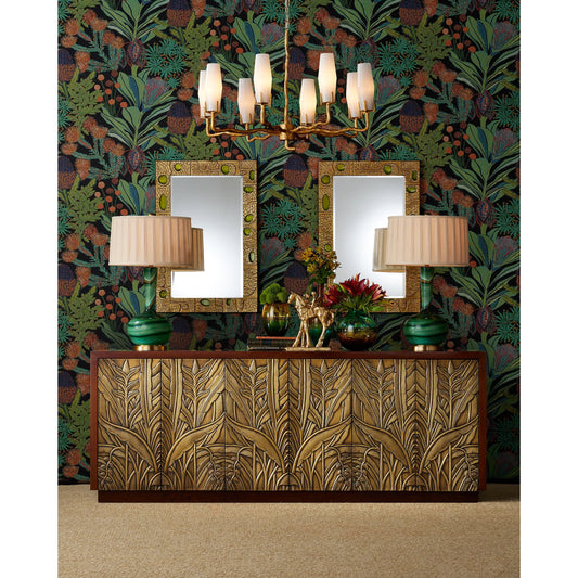 Mathilda Chandelier by Currey and Company in white, matte gold. Made from glass, brass in a modern style.