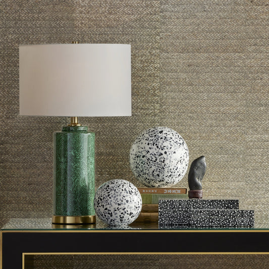 Ross Speckle Ball Set by Currey and Company in black, white, gray. Made from composite in a transitional style.