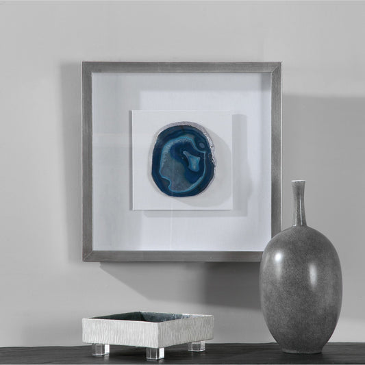 Kalia Shadow Box by Uttermost in blue. Made from agate, pine, glass, mdf, linen in a transitional style.