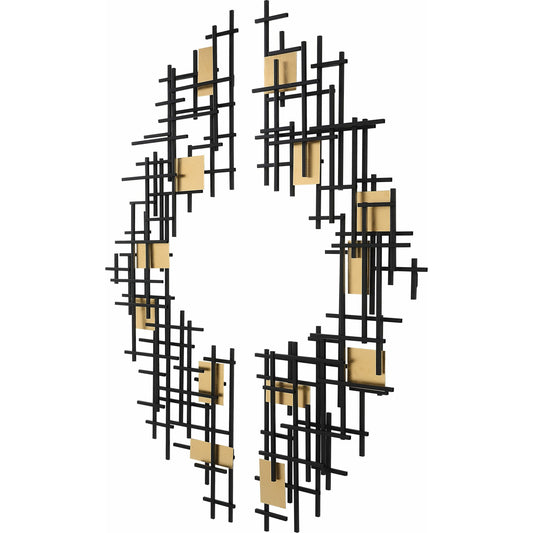 Reflection Wall Decor by Uttermost in matte black, gold leaf. Made from iron in a modern style.
