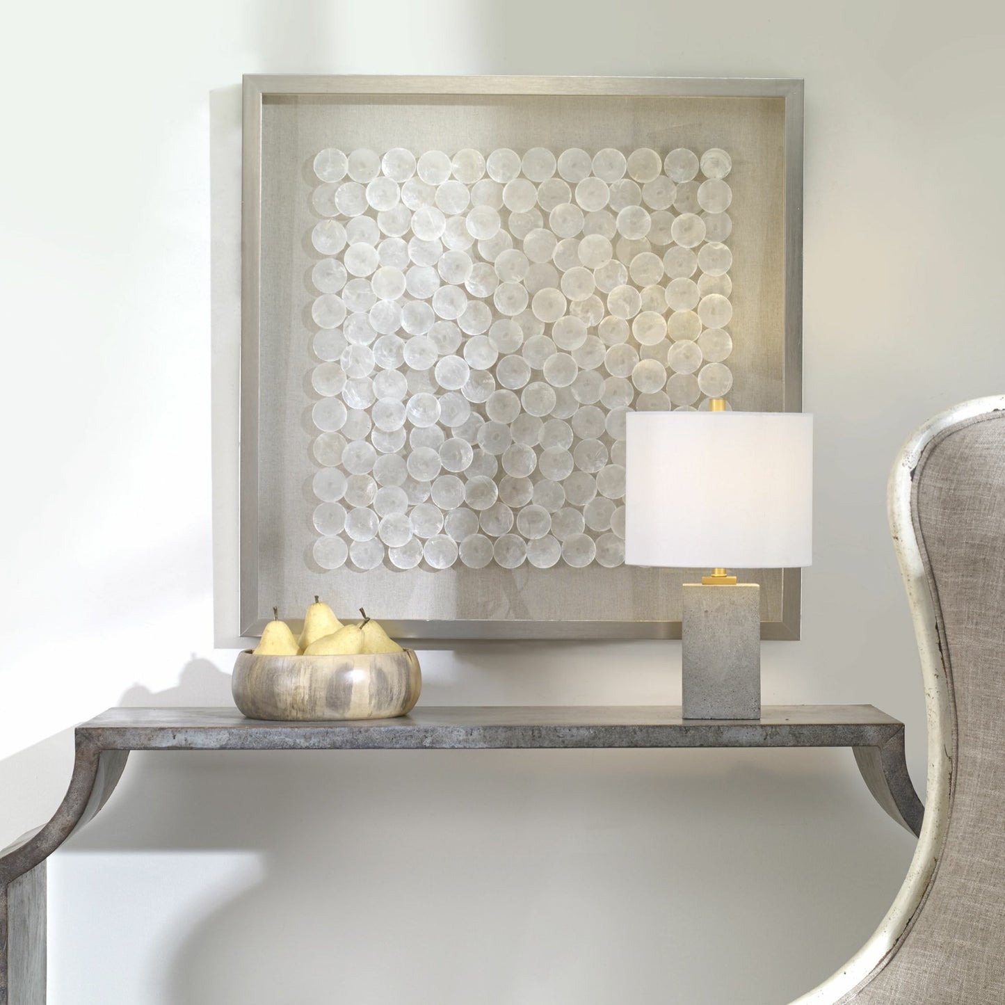 002 SI-1789801 | Lifestyle | Roxas Shadow Box by Uttermost in brushed silver. Made from pine, shell, glass, linen, velvet in a unique style.