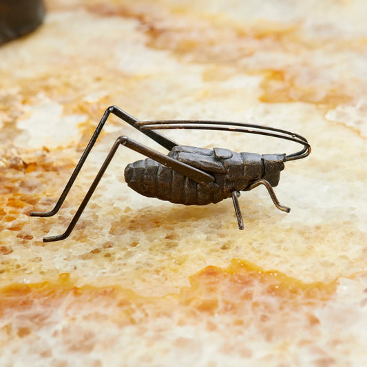 Cricket Sculpture by Cyan Design in raw steel. Made from iron in a modern style.