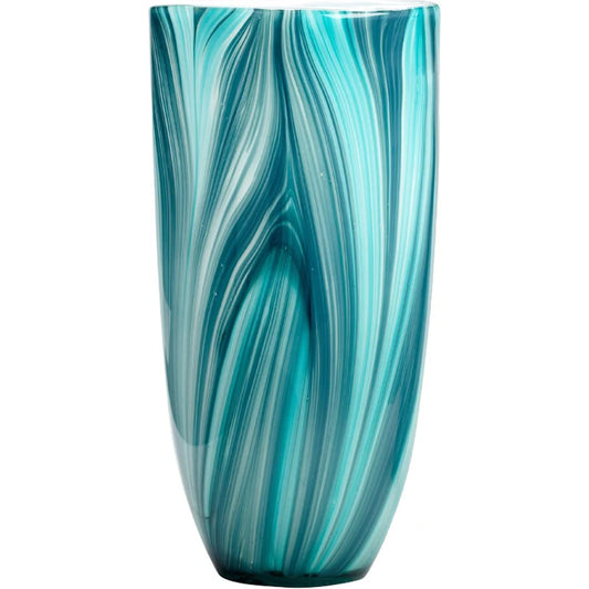 Turin Vase by Cyan Design in turquoise blue. Made from glass in a modern style.