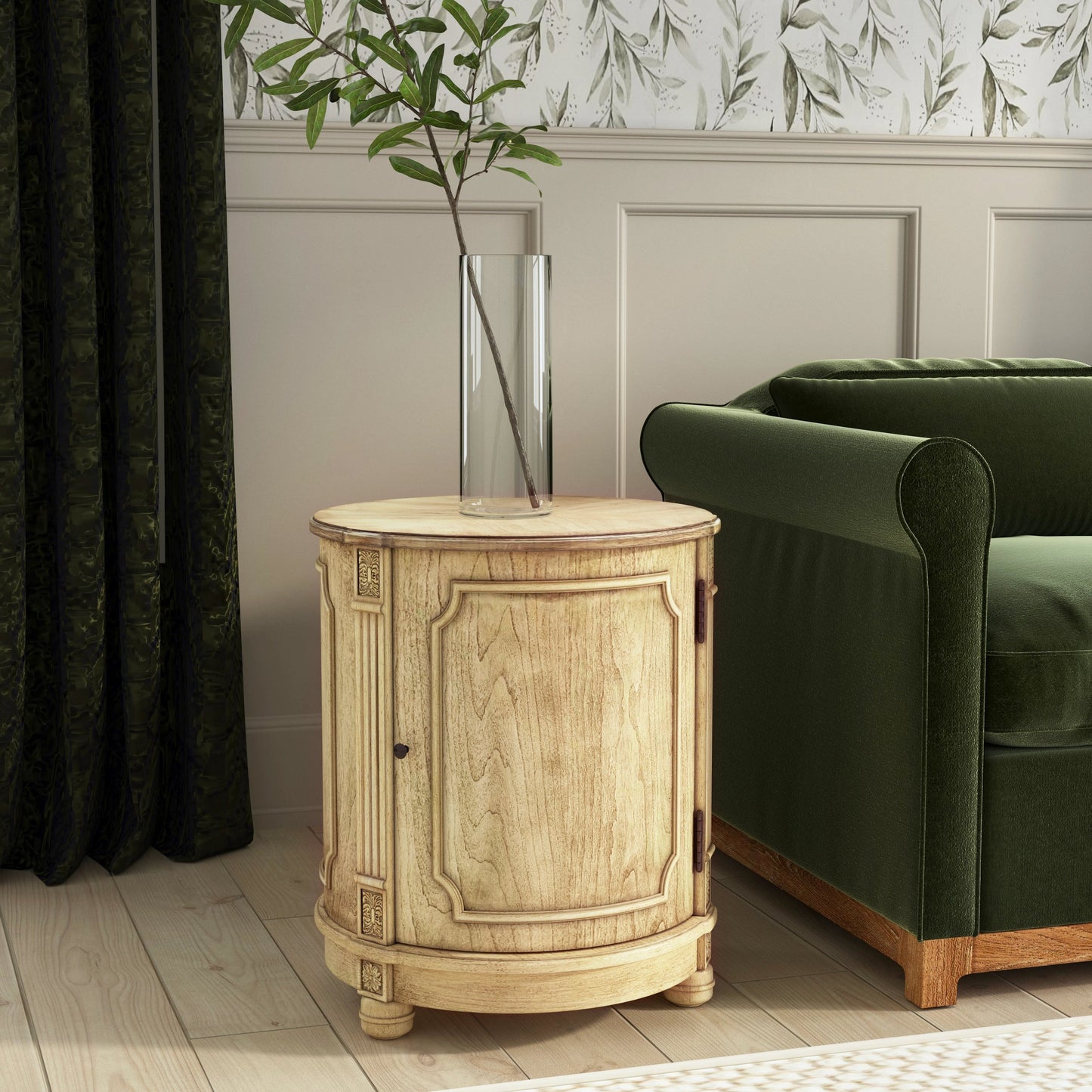 020 SI-2077855 | Lifestyle | Thurmond Drum Side Table by Butler Specialty Company. Made from poplar hardwood solids, resin, cherry veneer, fiberboard in a traditional style.