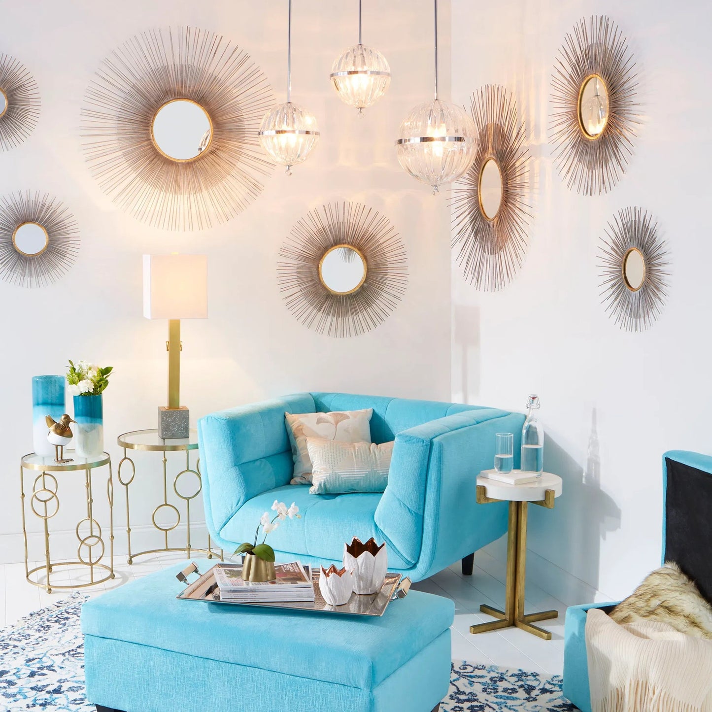 010 S-257747 | Lifestyle | Turquoise Cloud Vase by Cyan Design in blue, white. Made from glass in a modern style.